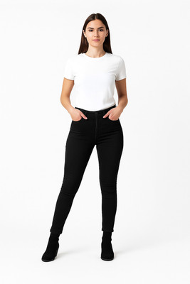 DHYANAM Straight Fit Women Black Jeans