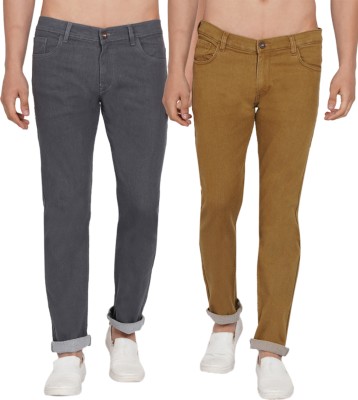 Dais Skinny Men Grey, Brown Jeans(Pack of 2)