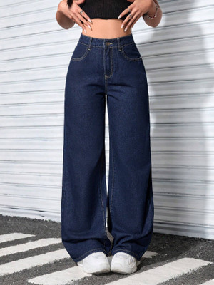DENIM LOOK Flared Women Dark Blue Jeans