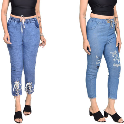 Neha fab Jogger Fit Girls Dark Blue, Blue Jeans(Pack of 2)