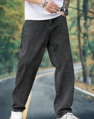 woomny Loose Fit Men Dark Grey Jeans