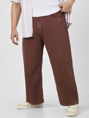 Urbano Plus . Loose Fit Men Brown Jeans
