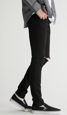 POKHINDA Skinny Men Black Jeans