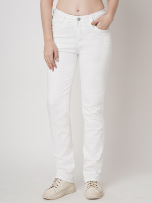 Kraus Jeans Women High-Rise Snug Straight Jeans Straight Fit Women White Jeans