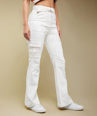 DOLCE CRUDO Flared Women White Jeans
