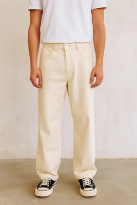 shre.ce Loose Fit Men Beige Jeans