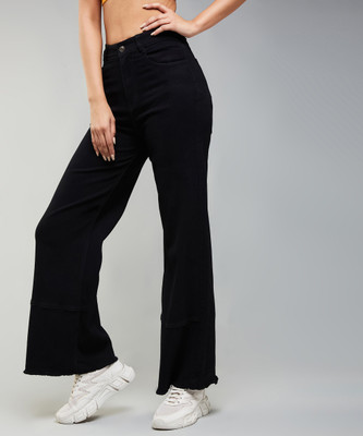 DOLCE CRUDO Flared Women Black Jeans