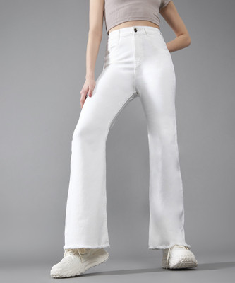 DOLCE CRUDO Boot-Leg Women White Jeans