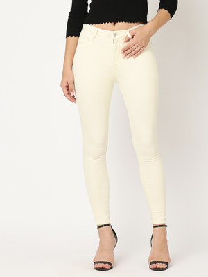 Kraus Jeans Women Ecru Super High-Rise Super Skinny Jeans Skinny Women Beige Jeans