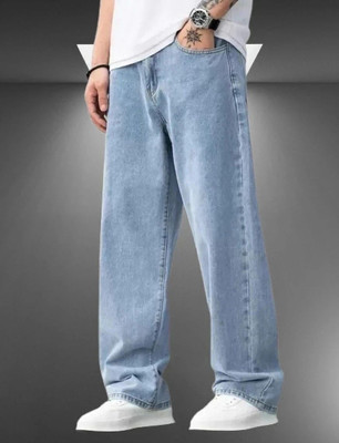 MEIXN Loose Fit Men Light Blue Jeans