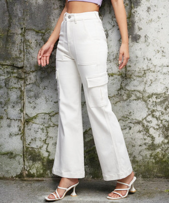 Miss Chase Flared Women White Jeans