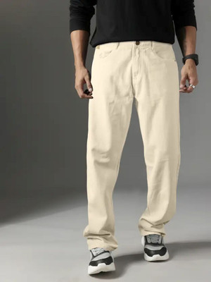 White leapard Relaxed Fit Men Beige Jeans