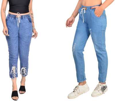 Neha fab Jogger Fit Girls Blue Jeans(Pack of 2)
