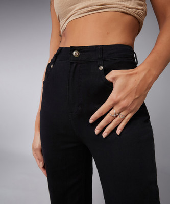 DOLCE CRUDO Flared Women Black Jeans