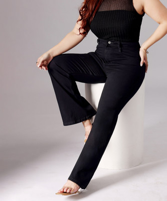 Miss Chase Flared Women Black Jeans