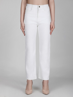 3 butterflies Boyfriend Women White Jeans