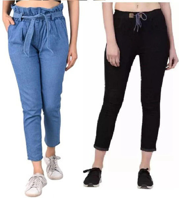 Salonacreations Tapered Fit Women Blue, Black Jeans(Pack of 2)