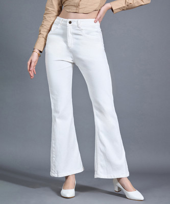 Miss Chase Boot-Leg Women White Jeans