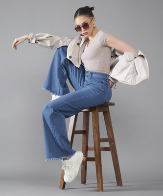 DOLCE CRUDO Boot-Leg Women Blue Jeans