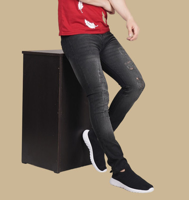 Flaring Tapered Fit Men Grey Jeans
