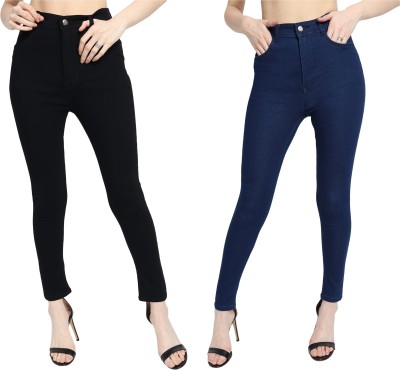 Kitty Fashion Skinny Women Black, Blue Jeans(Pack of 2)