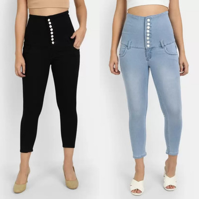 seetoo Skinny Women Black, Light Blue Jeans