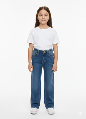 KIDIWISE Regular Girls Blue Jeans