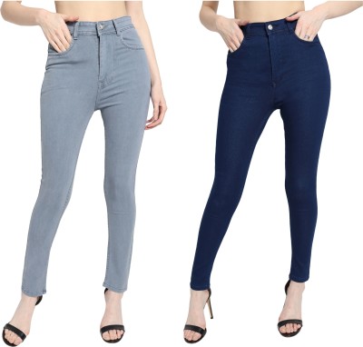 Kitty Fashion Skinny Women Grey, Dark Blue Jeans(Pack of 2)