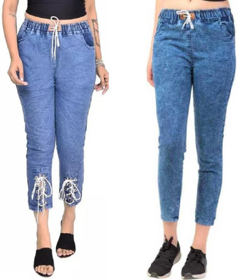 GLAMHOOD Jogger Fit Girls Light Blue Jeans(Pack of 2)