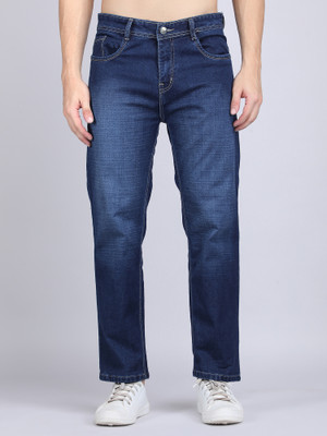 Trimted Straight Fit Men Dark Blue Jeans
