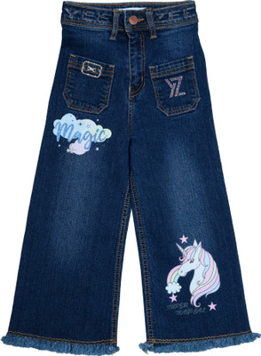 Ywee Flared Girls Dark Blue Jeans
