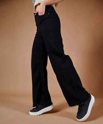 DOLCE CRUDO Boot-Leg Women Black Jeans