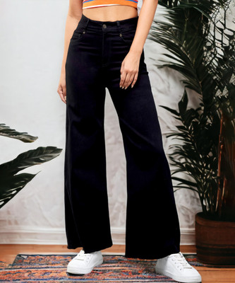 DOLCE CRUDO Flared Women Black Jeans