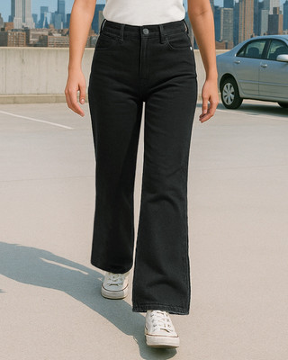 BEWAKOOF Flared Women Black Jeans