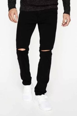 POKHINDA Skinny Men Black Jeans