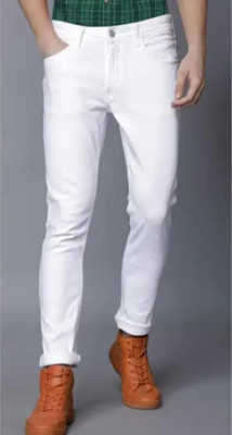 WHITE HAND Slim Men White Jeans