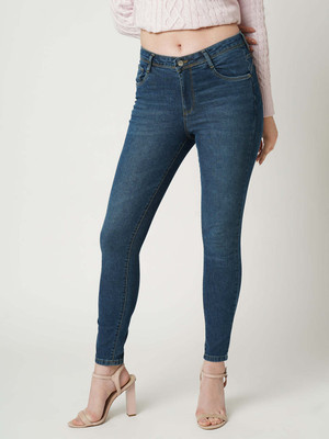 Kraus Jeans Women Mid-Rise Push Up Super Skinny Jeans Skinny Women Blue Jeans