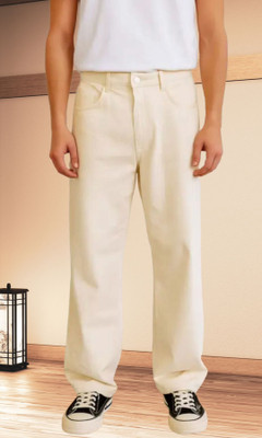 White leapard Regular Men Beige Jeans