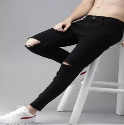 POKHINDA Boyfriend Men Black Jeans