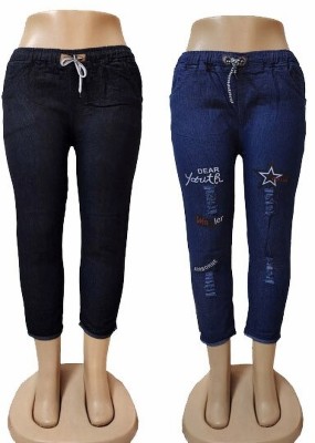 100LUCK Jogger Fit Girls Black Jeans(Pack of 2)