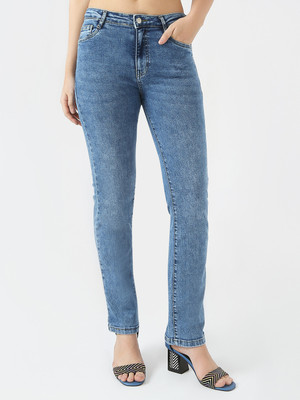 Kraus Jeans Women High-Rise Slim Straight Fit Jeans Straight Fit Women Blue Jeans