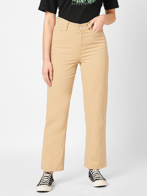 Kraus Jeans Women High-Rise Loose Straight Jeans Straight Fit Women Beige Jeans