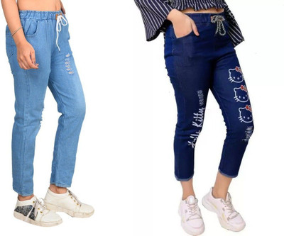 Neha fab Jogger Fit Girls Blue Jeans(Pack of 2)