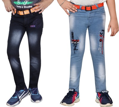 Kundan Regular Boys Blue, Black Jeans(Pack of 2)