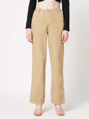 Kraus Jeans Women High-Rise Loose Straight Jeans Straight Fit Women Beige Jeans