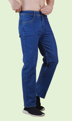 White leapard Loose Fit Men Dark Blue Jeans