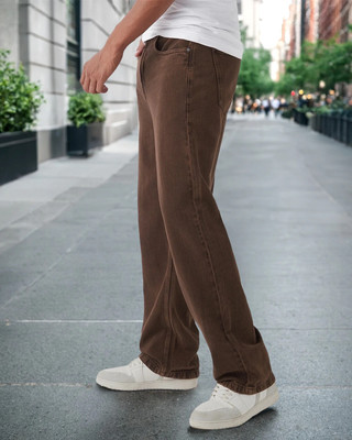 BEWAKOOF Super Baggy Acid Wash Loose Fit Men Brown Jeans