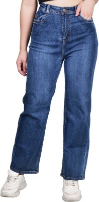 ZXN Clothing Boyfriend Women Dark Blue Jeans