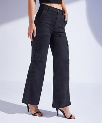 Miss Chase Flared Women Black Jeans