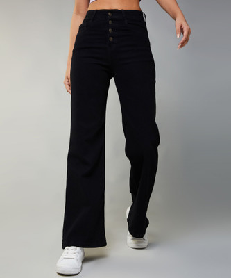 DOLCE CRUDO Flared Women Black Jeans